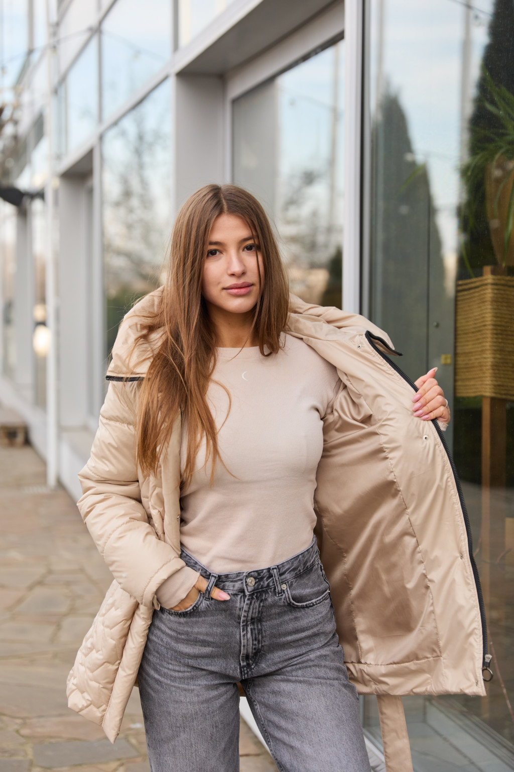 Демисезонная куртка Mila Nova К-320 бежевый — изображение 5