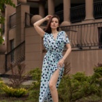 Летнее платье Mila Nova Ф-93 бирюзовый горох