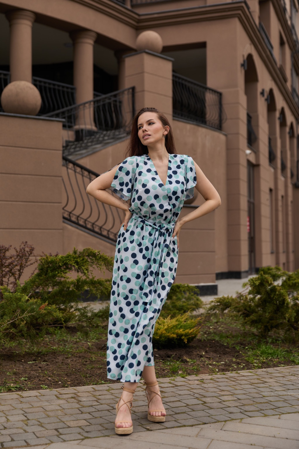 Летнее платье Mila Nova Ф-93 бирюзовый горох — изображение 3