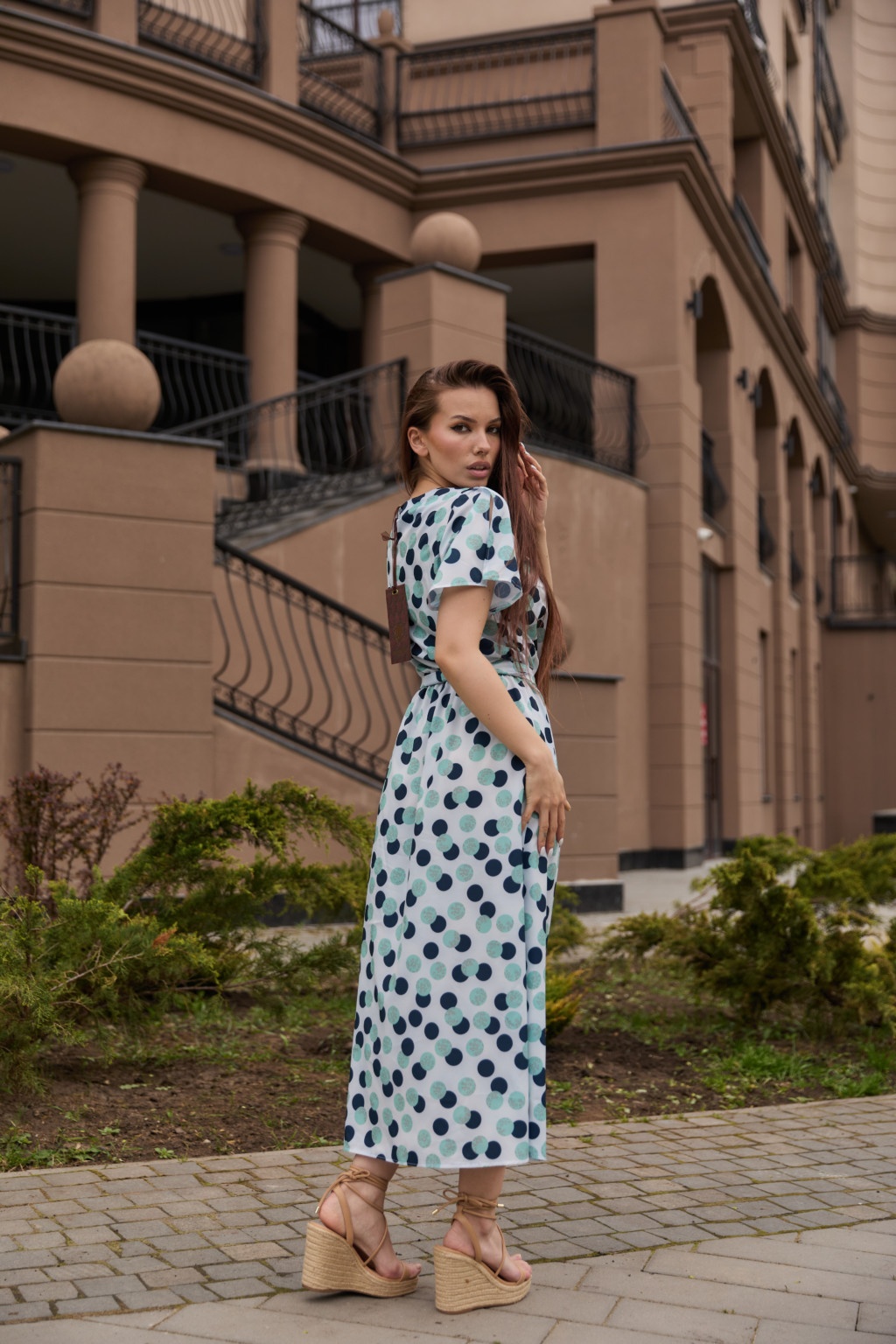 Летнее платье Mila Nova Ф-93 бирюзовый горох — изображение 2