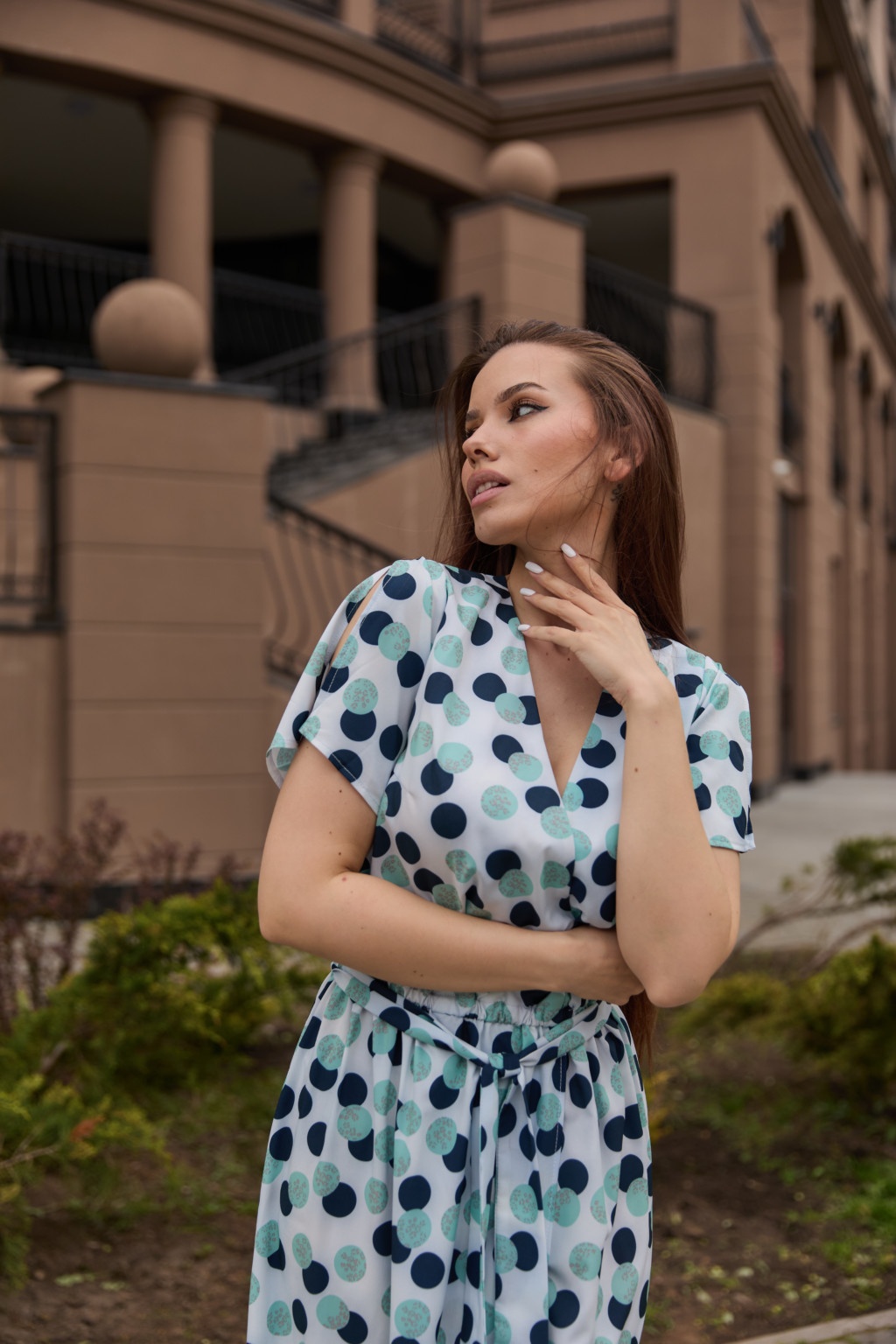 Летнее платье Mila Nova Ф-93 бирюзовый горох — изображение 4