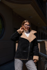 Зимняя дубленка Mila Nova  Д-232  черный+бежевый — изображение 2