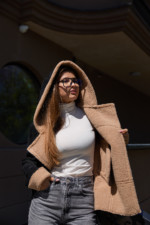 Зимняя дубленка Mila Nova  Д-232  черный+бежевый — изображение 3