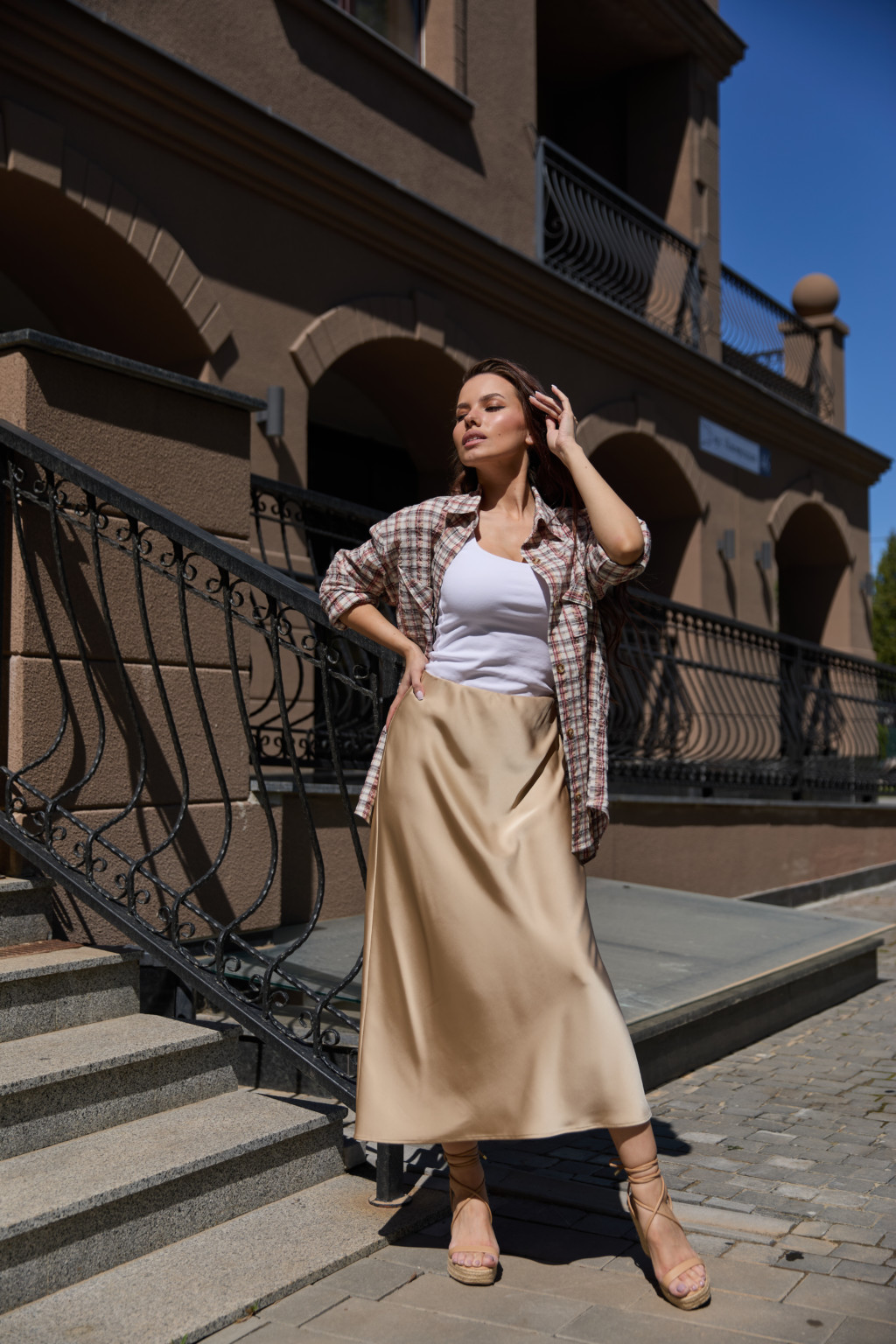 Летняя юбка Mila Nova Ф-193 бежевый — изображение 3