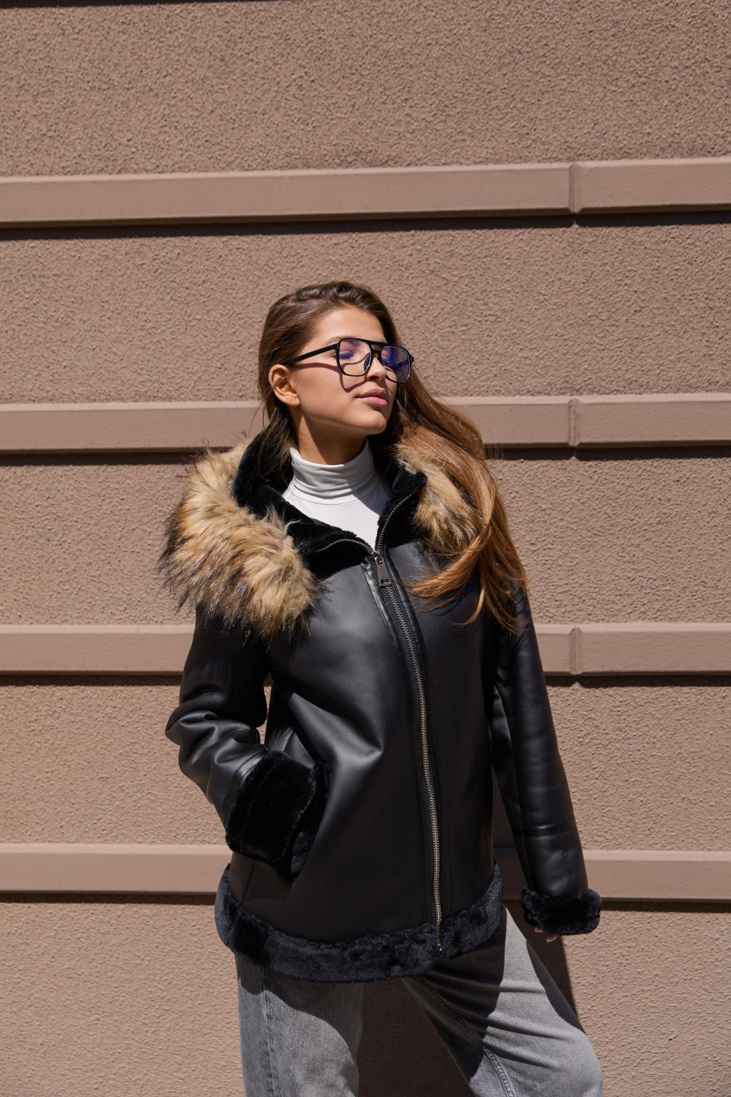 D-215black-1 Зимняя дубленка Mila Nova Д-215 черный — изображение 1