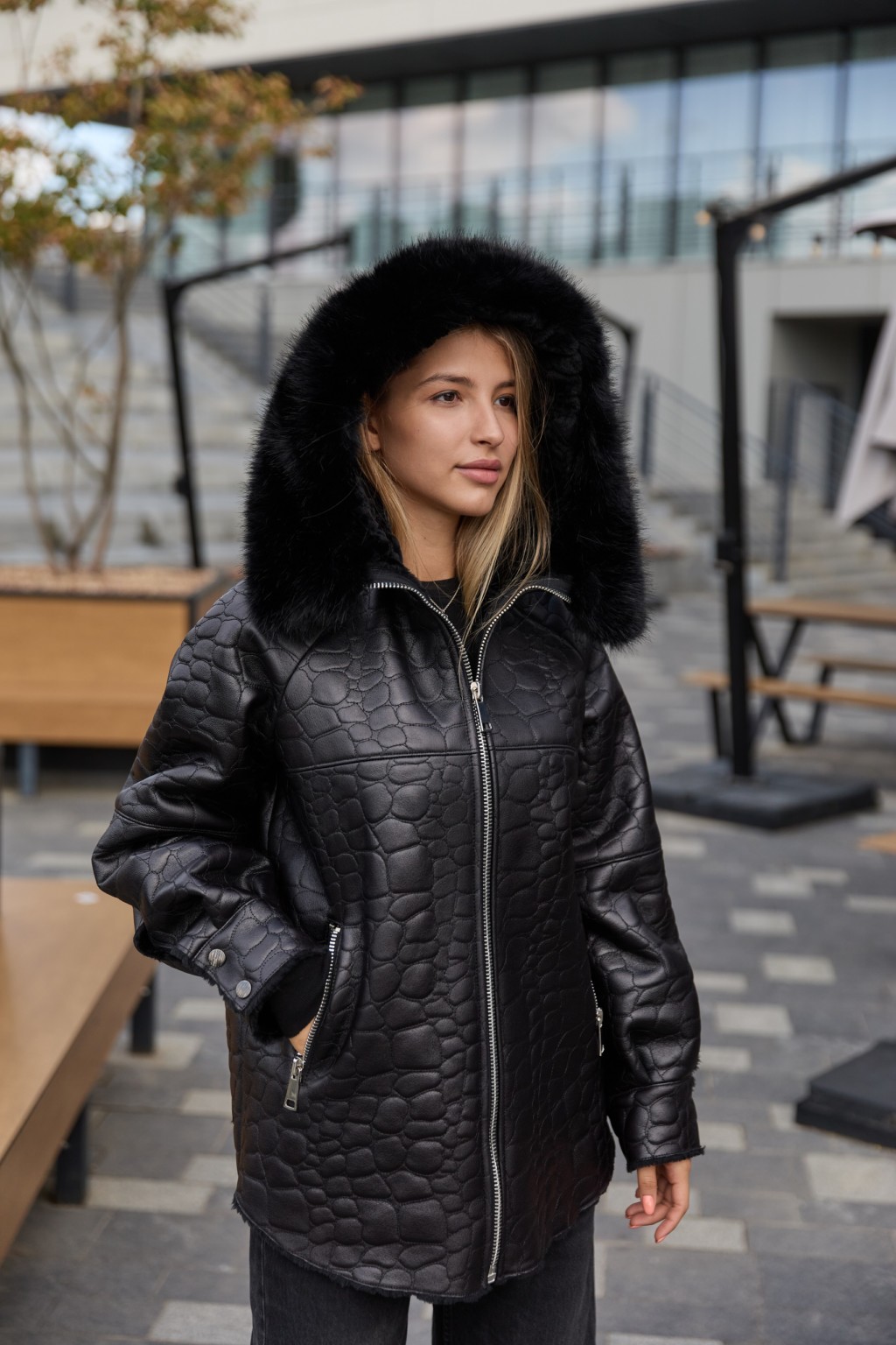 Зимняя дубленка Mila Nova Д-223  черный — изображение 2