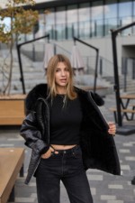 Зимняя дубленка Mila Nova Д-223  черный — изображение 5