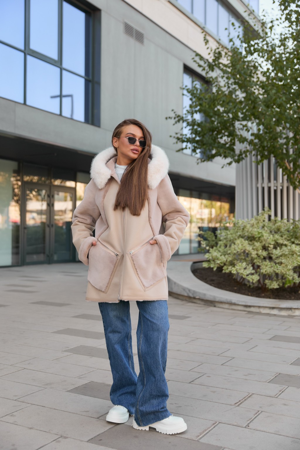 д-234беж(1) Зимняя дубленка Mila Nova Д-234 бежевый — изображение 1