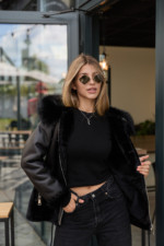 Зимняя дубленка Mila Nova Д-226 черный — изображение 3