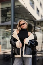 Зимняя дубленка Mila Nova Д-211 черный+бежевый — изображение 4