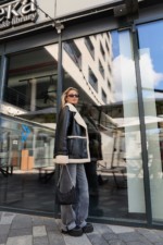 Зимняя дубленка Mila Nova Д-211 черный+бежевый — изображение 5