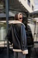 Зимняя дубленка Mila Nova Д-211 черный+бежевый — изображение 6