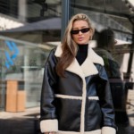 Зимняя дубленка Mila Nova Д-211 черный+бежевый