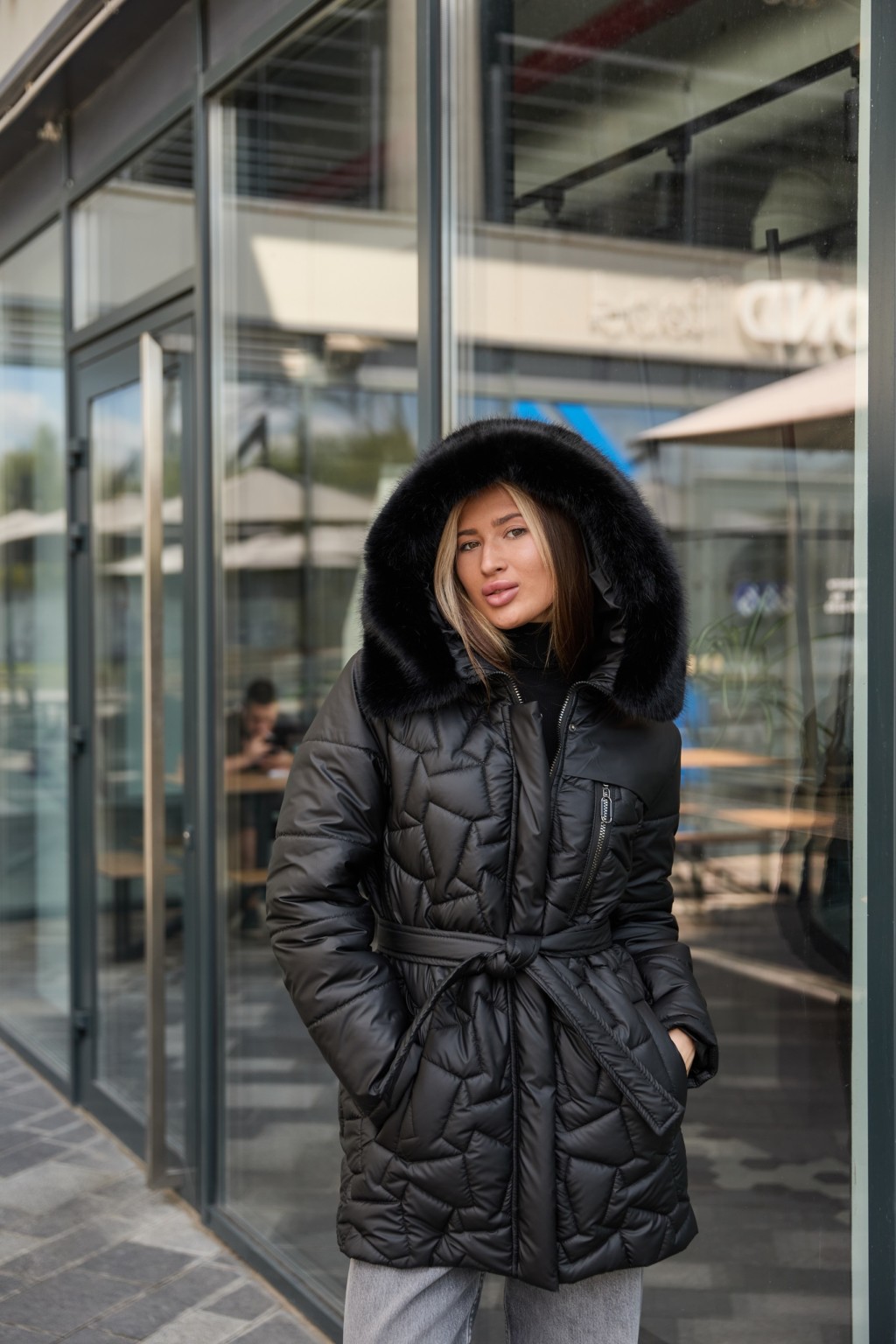 К-345черн (2) Зимняя куртка Mila Nova К-345 черный — изображение 1