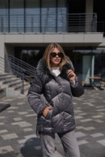 Зимняя куртка Mila Nova К-344 серый — изображение 2