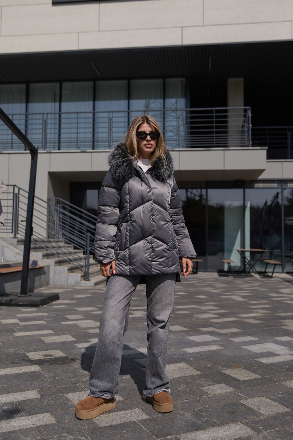 К-344сер (3) Зимняя куртка Mila Nova К-344 серый — изображение 1