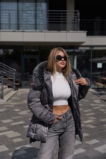 Зимняя куртка Mila Nova К-344 серый — изображение 6