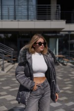 Зимняя куртка Mila Nova К-344 серый — изображение 3