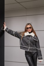 Зимняя дубленка Mila Nova Д-228 графит