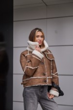 Зимняя дубленка Mila Nova Д-228 кемел — изображение 3