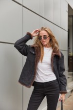 Евро-зима куртка Mila Nova  К-312 черный+шоколад — изображение 8