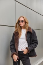 Евро-зима куртка Mila Nova  К-312 черный+шоколад — изображение 7