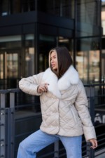 Зимняя куртка Mila Nova К-328 бежевый — изображение 7