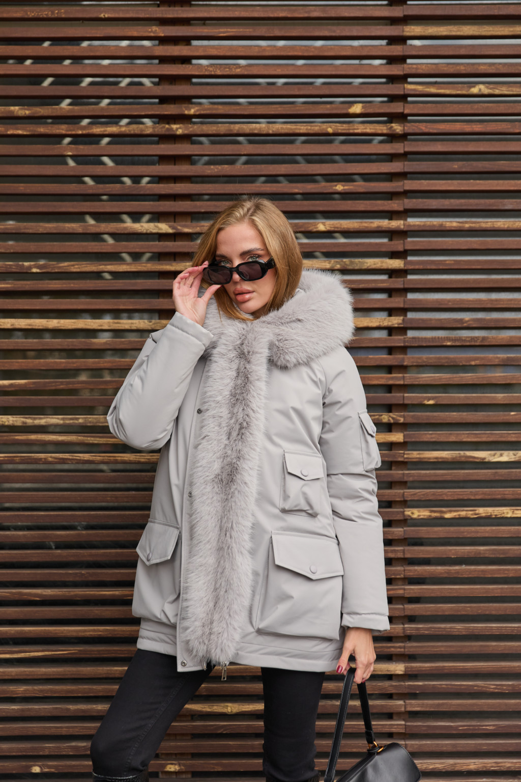 Зимняя куртка-парка К-342 серый — изображение 14