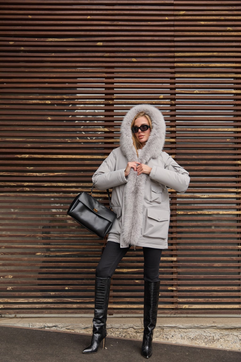 Зимняя куртка-парка К-342 серый — изображение 10