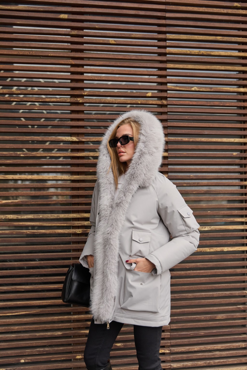 Зимняя куртка-парка К-342 серый — изображение 12