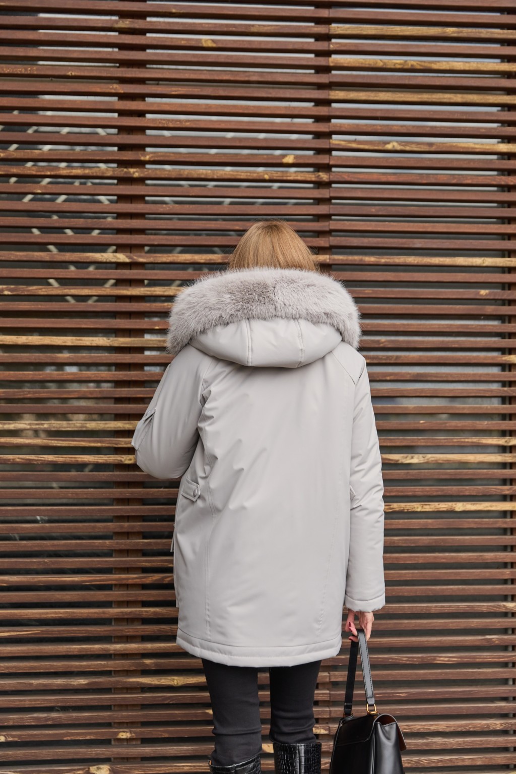 Зимняя куртка-парка К-342 серый — изображение 11