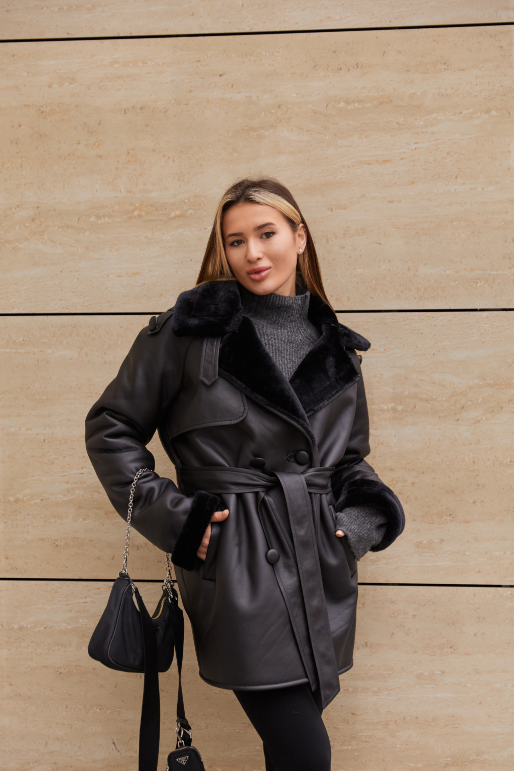 Зимняя дубленка Mila Nova Д-238 черный — изображение 3