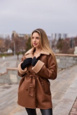 Зимняя дубленка Mila Nova  Д-238 рыжий+рыжий