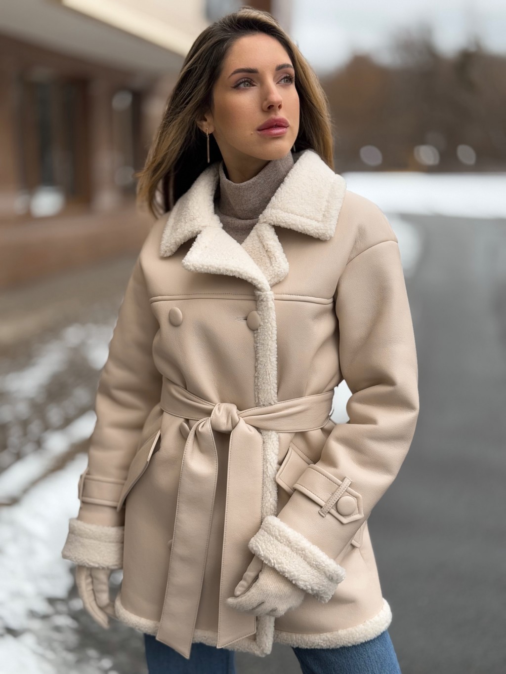 Зимняя дубленка Mila Nova Д-239 бежевый — изображение 1