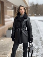 Зимняя дубленка Mila Nova Д-239 черный — изображение 3