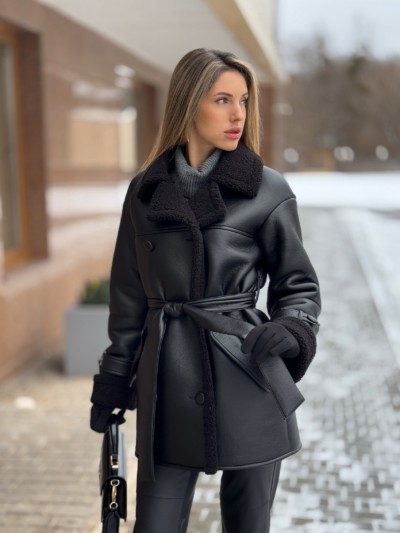 Зимняя дубленка Mila Nova Д-239 черный