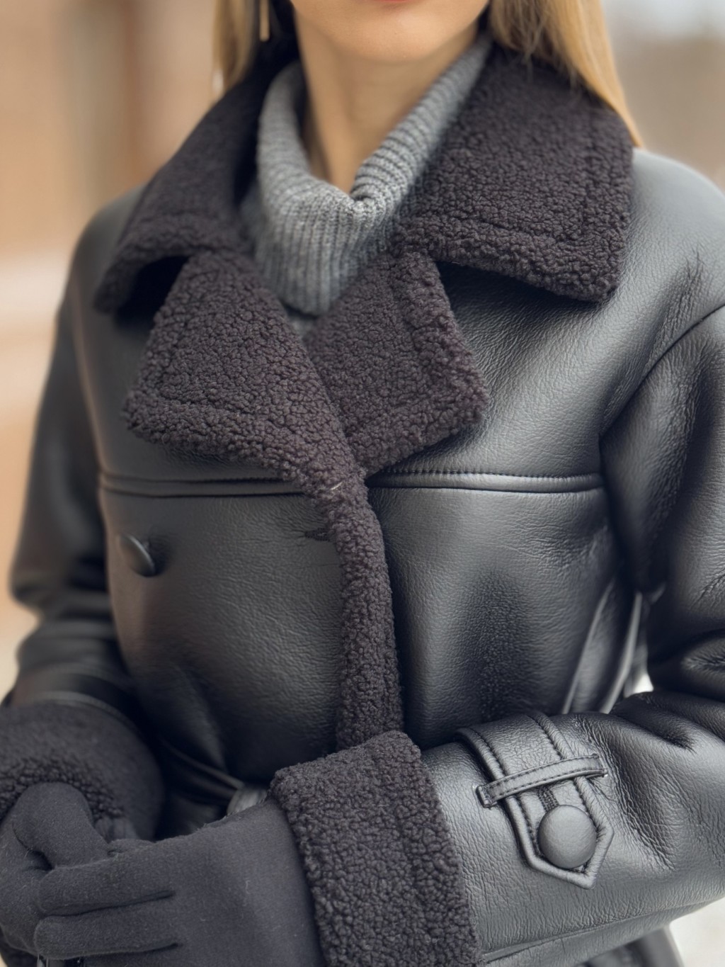 Зимняя дубленка Mila Nova Д-239 черный — изображение 2