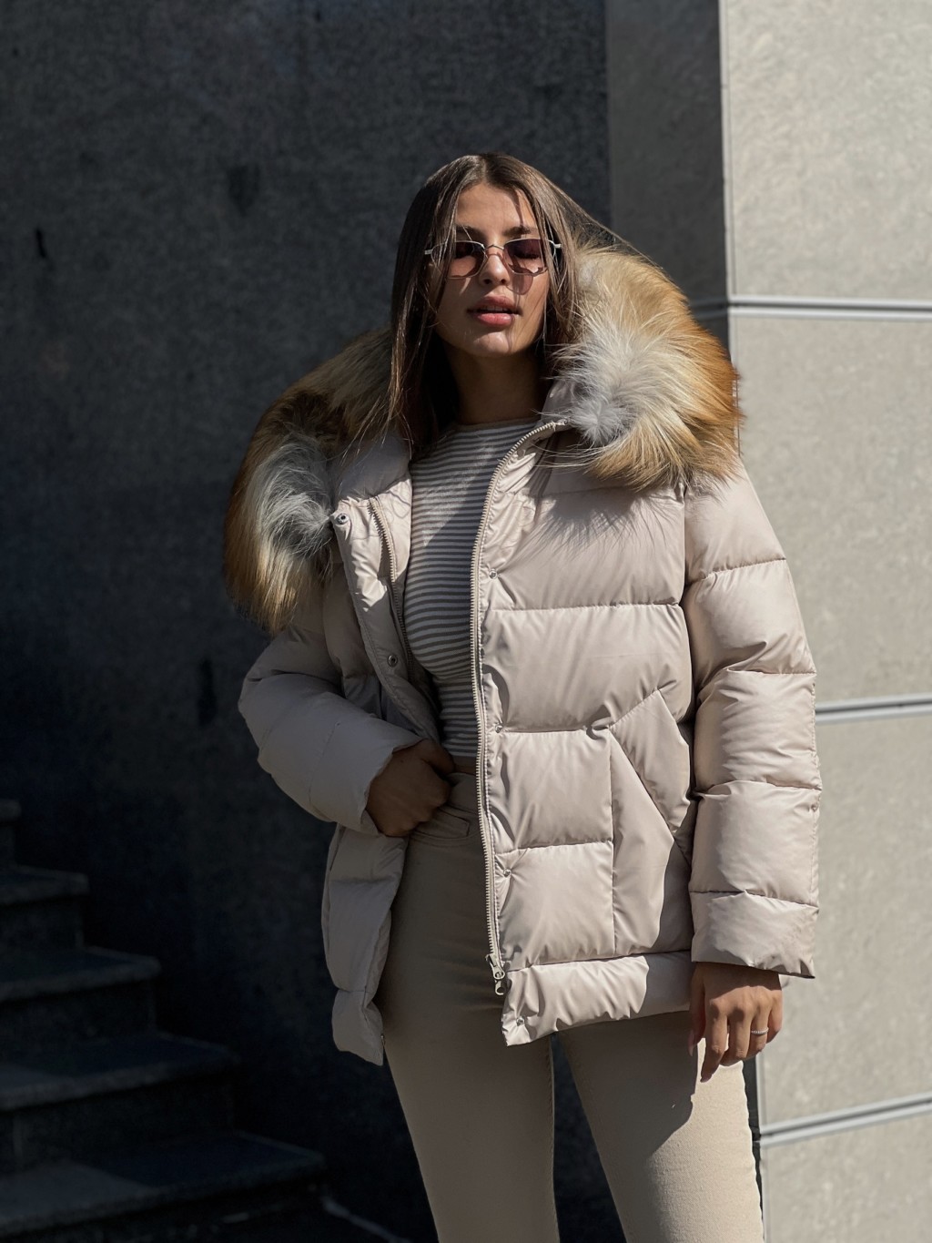 Зимняя куртка Mila NovaК-229 бежевый — изображение 5