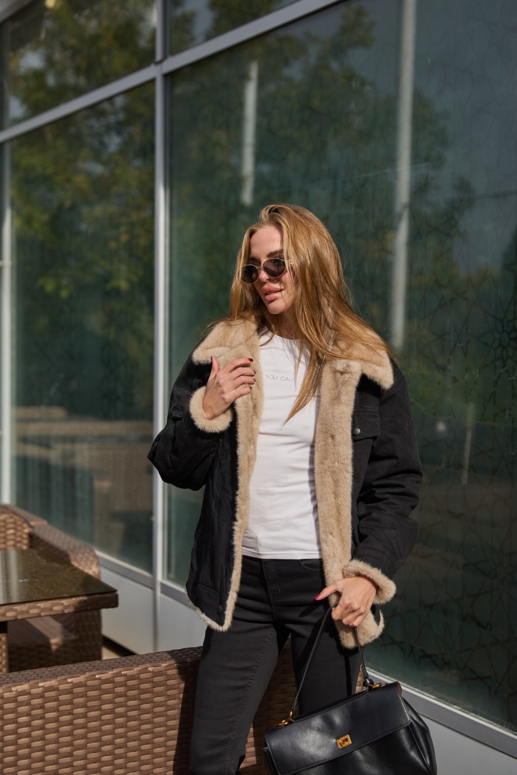 Евро-зима куртка Mila Nova  К-312 черный+бежевый — изображение 7