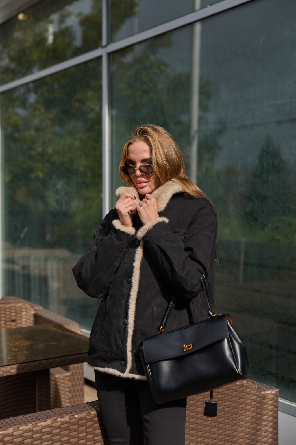 Евро-зима куртка Mila Nova  К-312 черный+бежевый — изображение 2