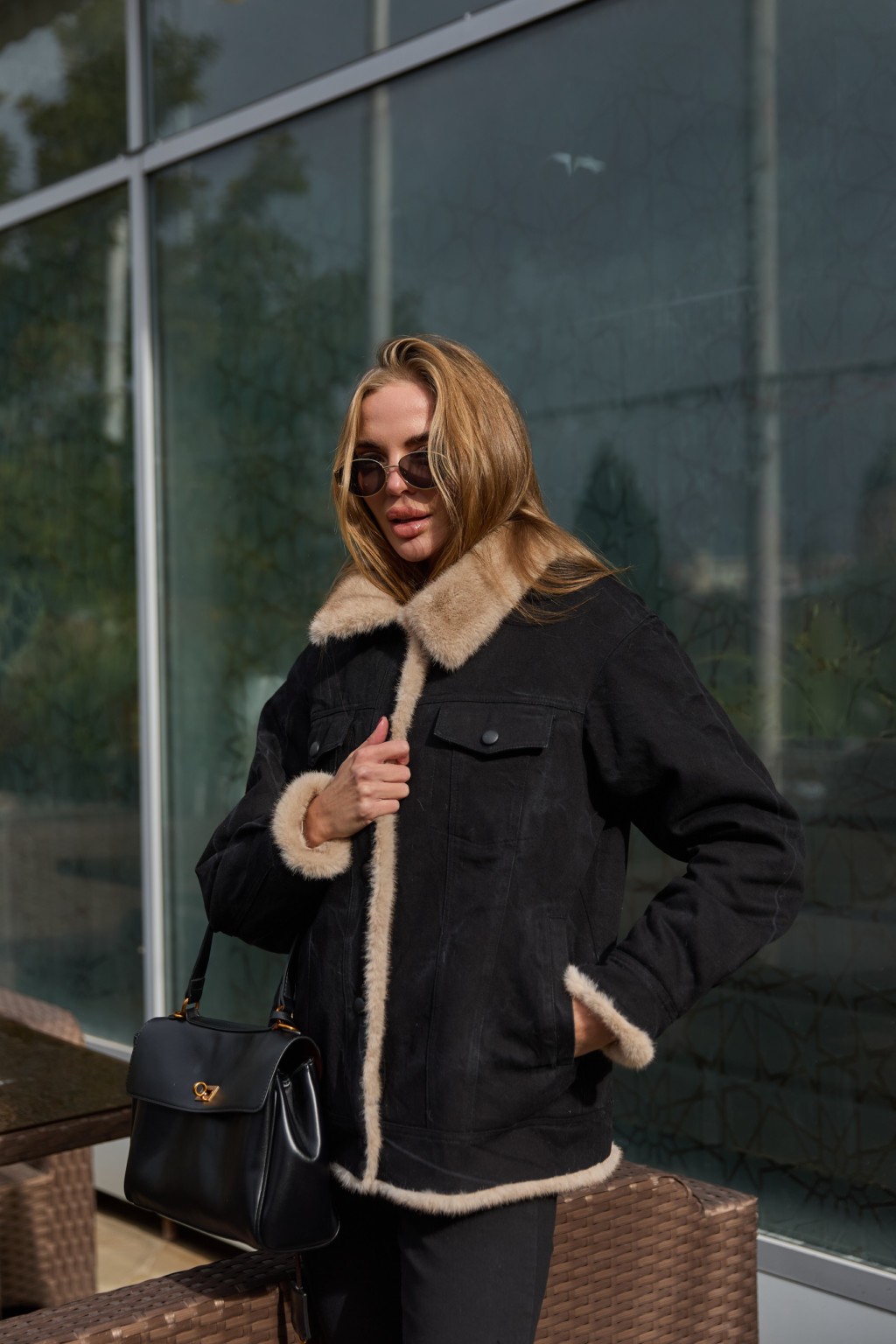 Евро-зима куртка Mila Nova  К-312 черный+бежевый — изображение 1