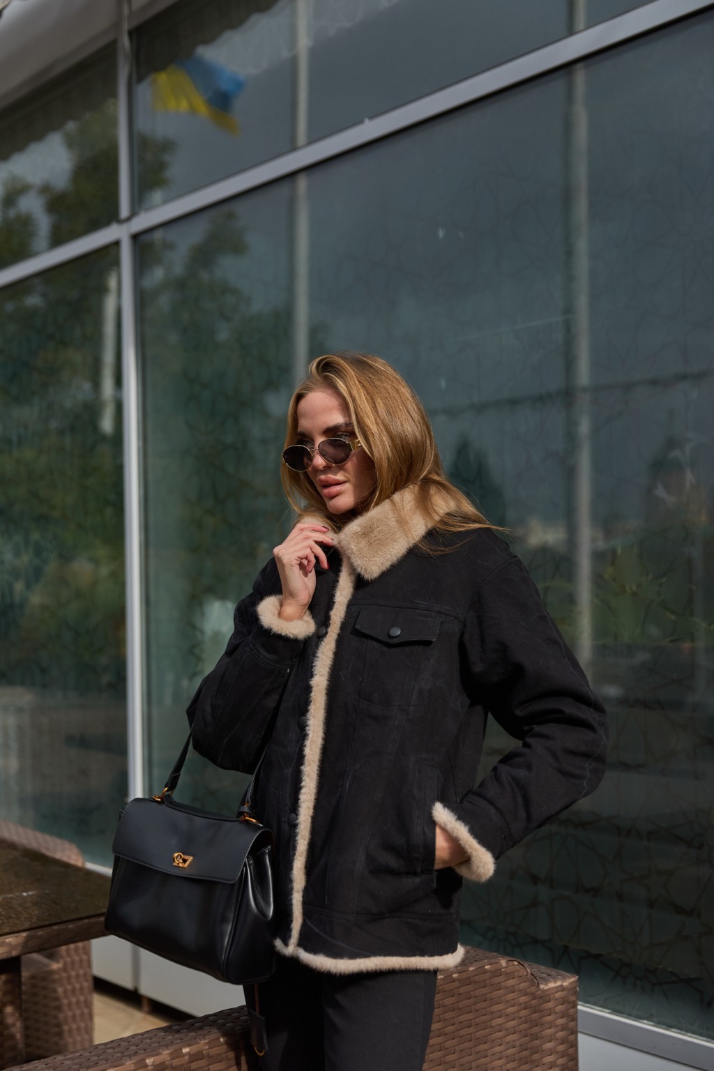 Евро-зима куртка Mila Nova  К-312 черный+бежевый — изображение 4