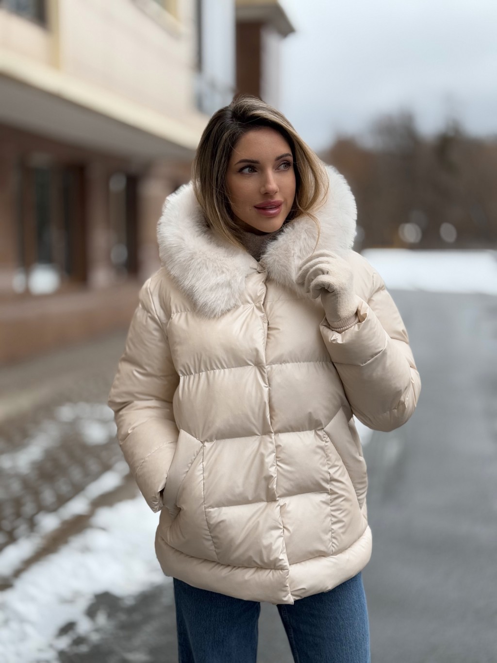 Зимняя куртка Mila Nova К-362 молоко — изображение 2