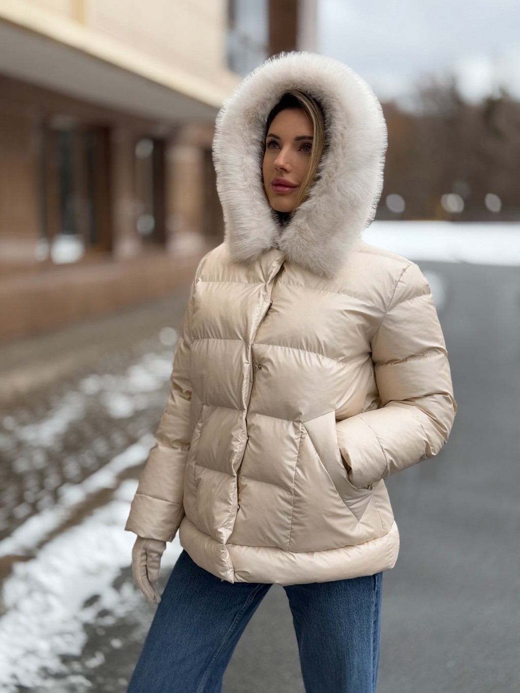 Зимняя куртка Mila Nova К-362 молоко — изображение 4