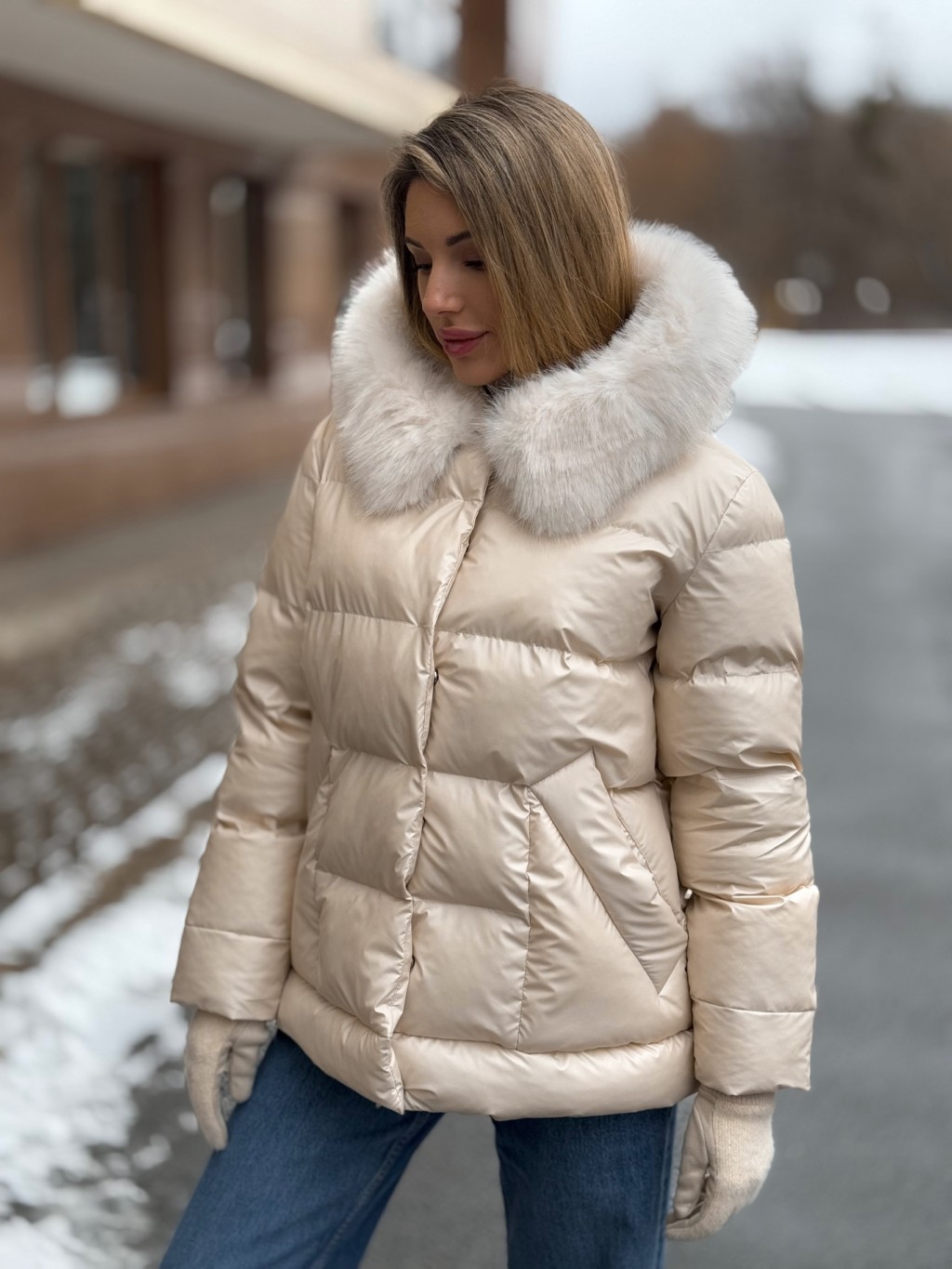 Зимняя куртка Mila Nova К-362 молоко — изображение 5