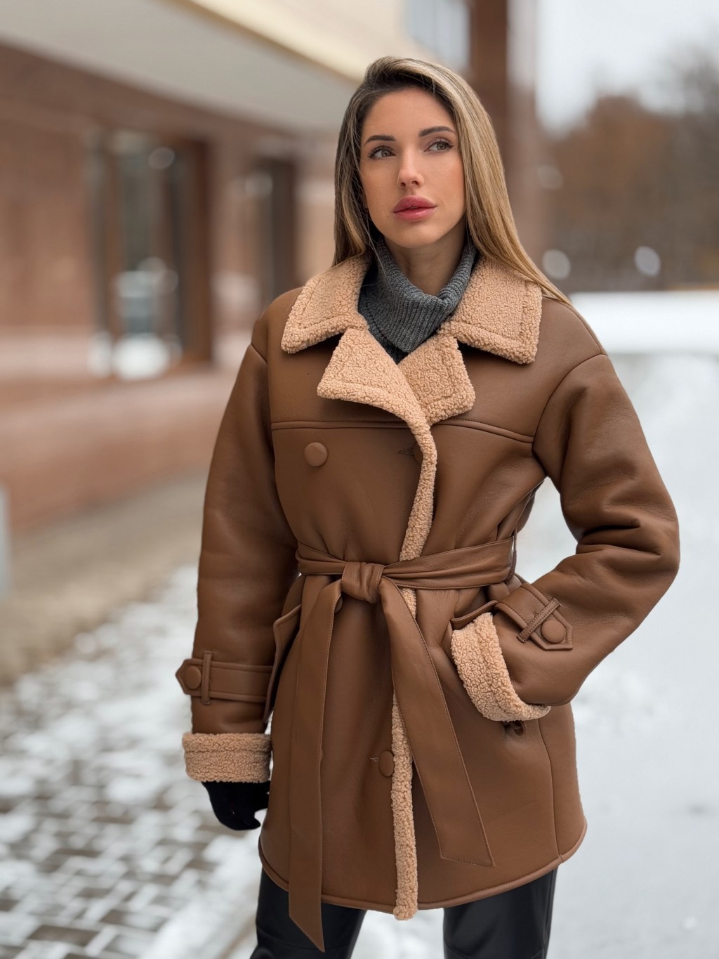 Зимняя дубленка Mila Nova Д-239 рыжий+рыжий — изображение 1