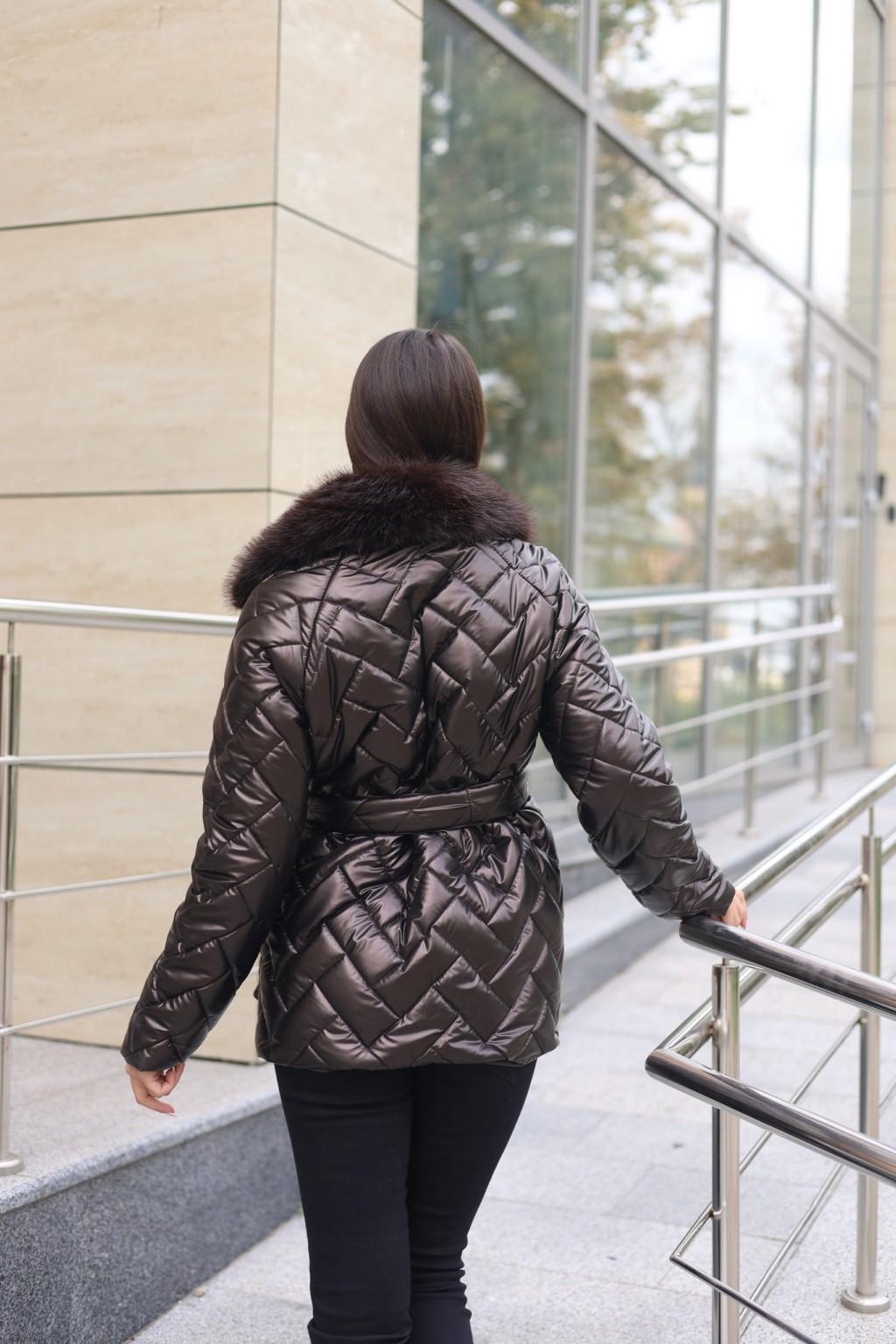 Зимняя куртка Mila Nova К-328 шоколадный — изображение 4