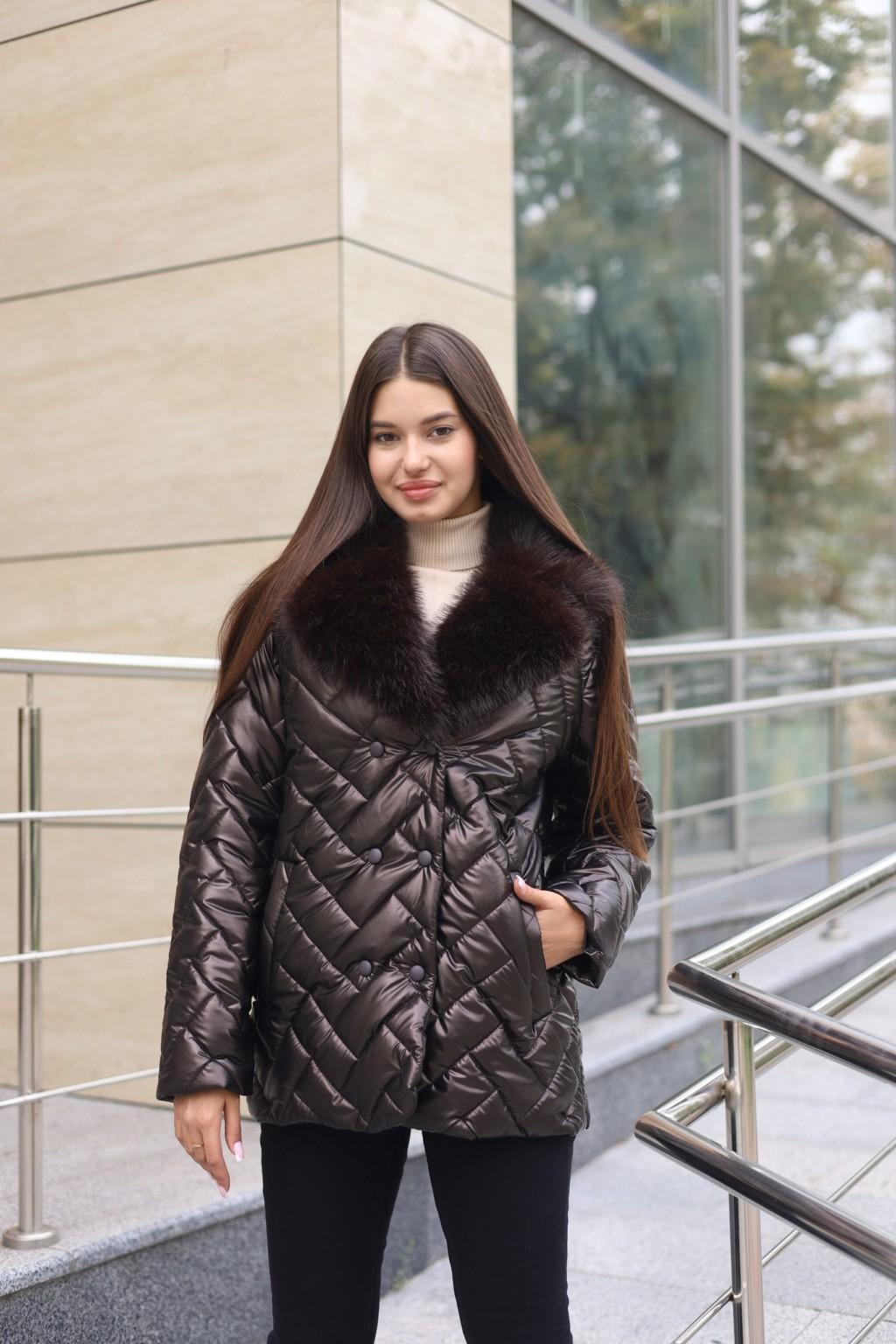 Зимняя куртка Mila Nova К-328 шоколадный — изображение 5
