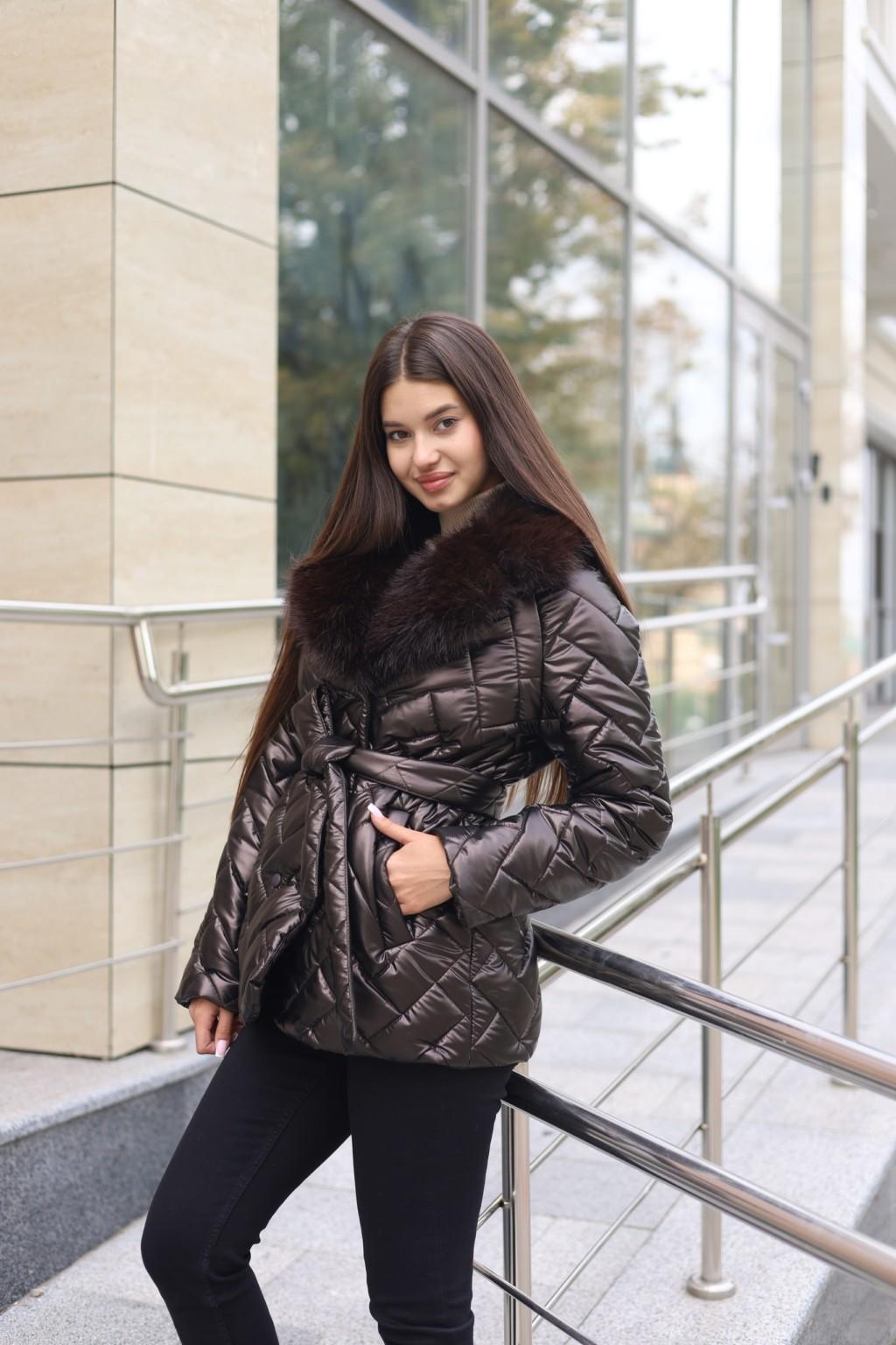 Зимняя куртка Mila Nova К-328 шоколадный — изображение 7