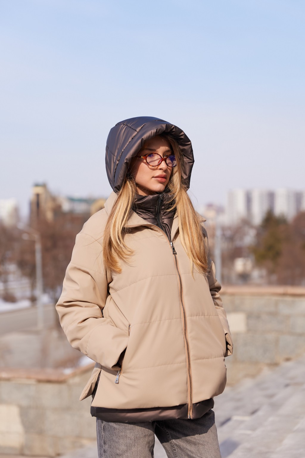 Демисезонная куртка Mila Nova К-367 кемел+шоколад — изображение 6